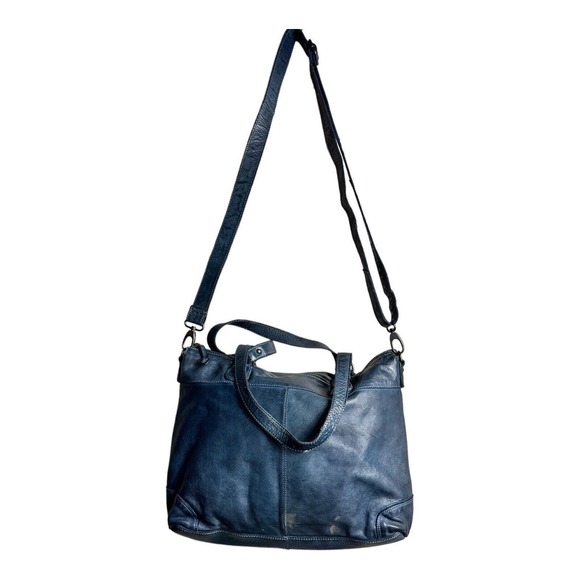 Gianni Conti Handbag Shoulder Crossbody Strap Navy 100% Leather Made Italy - Picture 2 of 15